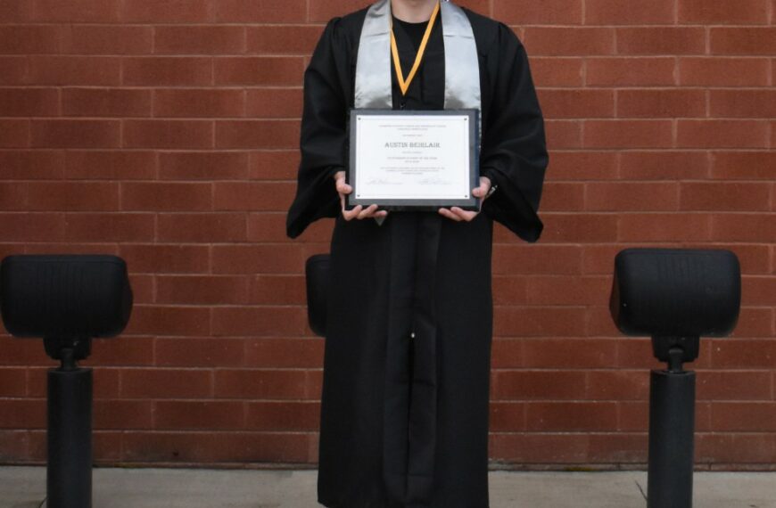 Austin Beirlair is selected as CCCTC Outstanding Student for the 2019-2020 school year