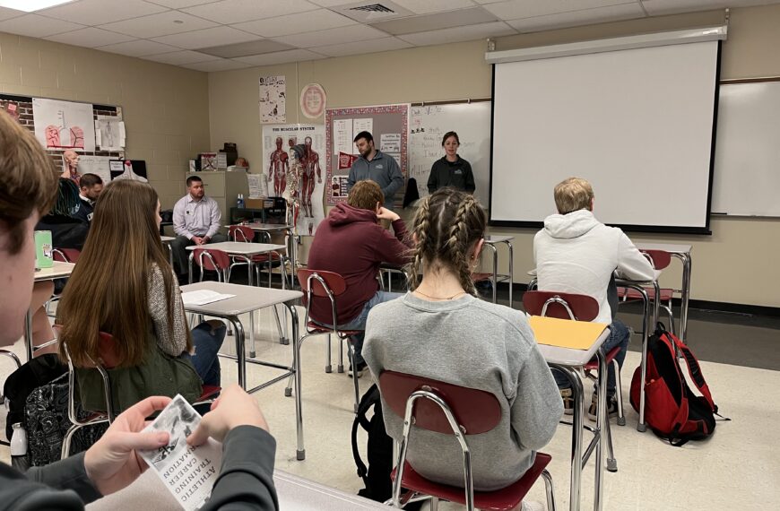 Career speakers work with high school students
