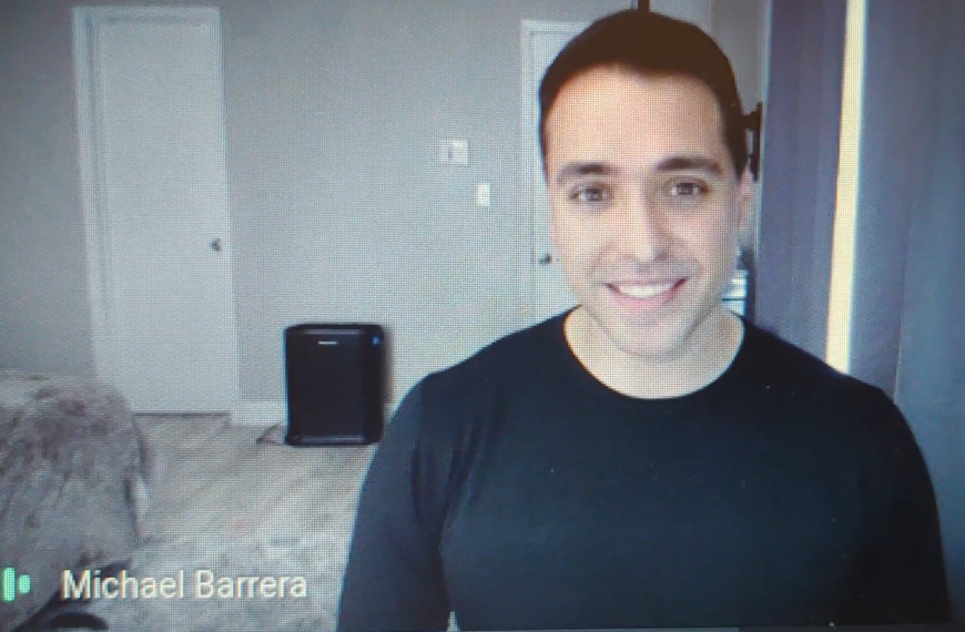 Michael Barrera virtually visits Truman High School class