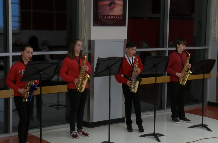 BAMS sax players perform for school board